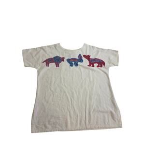 Alfredo's Wife Embellished Top Animals Cream Vintage Southwestern Art To Wear M